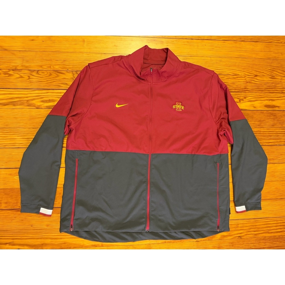 Nike Iowa State Cyclones Jacket Mens 3XL On Field Full Zip Windbreaker Red Gray
